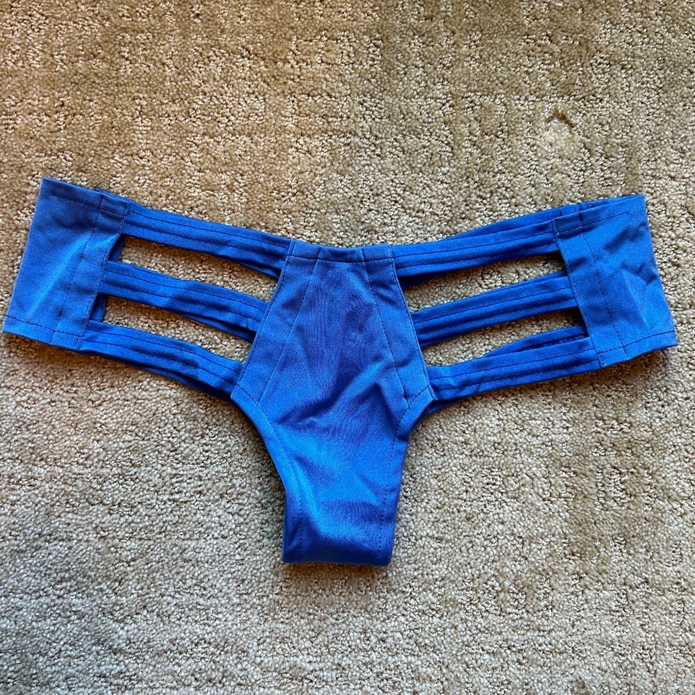 Blue Cut Out Rave Booty Shorts